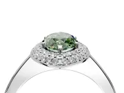 Halo Engagement Ring Setting for Fancy Green Marquise Center with Plain Tapered Band and Prong Head in White Gold