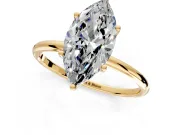 Solitaire Engagement Ring Setting for Marquise Center with Straight Thin Band and Prong Head in Yellow Gold