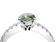 Solitaire Engagement Ring Setting for Fancy Green Marquise Center with Single Row Accent Band and Prong Head in Sterling Silver