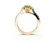 Floral Engagement Ring Setting for Fancy Yellow Asscher Cut Center with Pave Band and Floral Prong Head in Yellow Gold