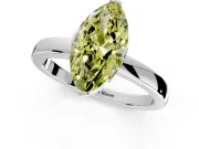 Solitaire Engagement Ring Setting for Fancy Yellow Marquise Center with Plain Band and Flat Tab Prong Head in White Gold