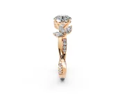 Floral Engagement Ring Setting for Round Cut Center with Trailing Marquise Accents and Prong Head in Rose Gold