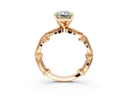 Solitaire Engagement Ring Setting for Radiant Cut Center with Marquise Panel Band and Prong Head in Rose Gold