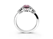 Floral Engagement Ring Setting for Fancy Pink Emerald Cut Center with Marquise Cluster Shoulders and Prong Head in Platinum