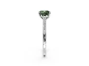 Solitaire Engagement Ring Setting for Fancy Green Cushion Cut Center with Channel Accents and Prong Head in White Gold
