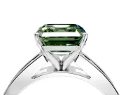Solitaire Engagement Ring Setting for Fancy Green Asscher Cut Center with Princess Cut Channel Band and Prong Head in Sterling Silver