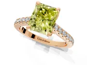 Solitaire Engagement Ring Setting for Fancy Yellow Radiant Cut Center with Widening Pave Band and Claw Prong Head in Rose Gold