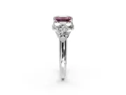 Cluster Engagement Ring Setting for Fancy Pink Emerald Cut Center with Round Cut Accent Frame and Prong Head in Platinum