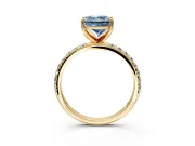 Solitaire Engagement Ring Setting for Fancy Blue Princess Cut Center with Micro Pave Band and Prong Head in Yellow Gold