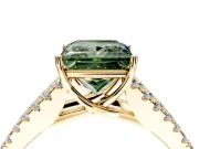 Solitaire Engagement Ring Setting for Fancy Green Princess Cut Center with Pave Split Shank and Prong Head in Yellow Gold