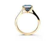 Solitaire Engagement Ring Setting for Fancy Blue Asscher Cut Center with Tapered Shoulders and Prong Head in Yellow Gold