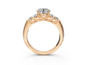 Cluster Engagement Ring Setting for Round Cut Center with Round Cut Accent Frame and Prong Head in Rose Gold