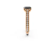 Solitaire Engagement Ring Setting for Fancy Black Asscher Cut Center with Engraved Pave Band and Prong Head in Rose Gold