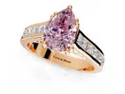 Solitaire Engagement Ring Setting for Fancy Pink Pear-Shaped Center with Channel Band and Double Claw Prong Head in Rose Gold