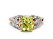 Leaf Cluster Engagement Ring Setting for Fancy Yellow Radiant Cut Center with Marquise Accents and Prong Head in Rose Gold