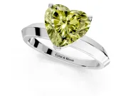 Solitaire Engagement Ring Setting for Fancy Yellow Heart-Shaped Center with Wide Knife Ridge Band and Prong Head in Sterling Silver