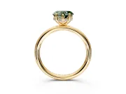 Hidden Halo Engagement Ring Setting for Fancy Green Heart-Shaped Center with Thin Rounded Band and Prong Head in Yellow Gold