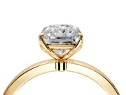 Solitaire Engagement Ring Setting for Radiant Cut Center with Thin Rounded Plain Band and Prong Head in Yellow Gold