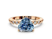 Solitaire Engagement Ring Setting for Fancy Blue Heart-Shaped Center with Bezel-Dot Beaded Band and Prong Head in Rose Gold