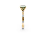 Solitaire Engagement Ring Setting for Fancy Green Princess Cut Center with Bezel Station Band and Prong Head in Yellow Gold