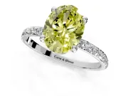 Solitaire Engagement Ring Setting for Fancy Yellow Oval Center with Pave Accents and Prong Head in Sterling Silver