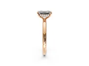Hidden Halo Engagement Ring Setting for Emerald Cut Center with Thin Rounded Band and Prong Head in Rose Gold