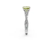 Solitaire Engagement Ring Setting for Fancy Yellow Princess Cut Center with Twisted Pave Split Shank and Prong Head in Platinum
