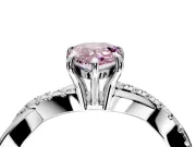Crossover Engagement Ring Setting for Fancy Pink Pear-Shaped Center with Pave and Plain Strands and Prong Head in White Gold
