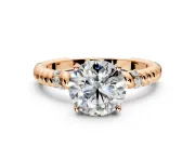 Rope Engagement Ring Setting for Round Cut Center with Accent Shoulders and Prong Head in Rose Gold