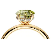 Hidden Halo Engagement Ring Setting for Fancy Yellow Heart-Shaped Center with Thin Rounded Band and Prong Head in Yellow Gold