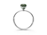Solitaire Engagement Ring Setting for Fancy Green Radiant Cut Center with Straight Thin Band and Prong Head in Sterling Silver