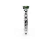 Solitaire Engagement Ring Setting for Fancy Green Cushion Cut Center with Milgrain X Pattern Band and Prong Head in Platinum
