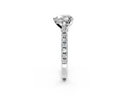 Solitaire Engagement Ring Setting for Heart-Shaped Center with Single Row Accent Band and Prong Head in Sterling Silver