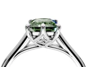Solitaire Engagement Ring Setting for Fancy Green Radiant Cut Center with Cathedral Band and Prong Head in Sterling Silver