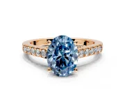 Solitaire Engagement Ring Setting for Fancy Blue Oval Center with Crossover Accents and Prong Head in Rose Gold