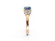 Solitaire Engagement Ring Setting for Fancy Blue Cushion Cut Center with Marquise Flower Shoulders and Prong Head in Rose Gold