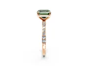 Solitaire Engagement Ring Setting for Fancy Green Asscher Cut Center with Pave Accents and Prong Head in Rose Gold
