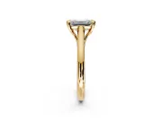 Solitaire Engagement Ring Setting for Emerald Cut Center with Cathedral Band and Prong Head in Yellow Gold