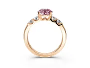 5 Stone Engagement Ring Setting for Fancy Pink Round Cut Center with Plain Band and Prong Head in Rose Gold