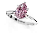 Solitaire Engagement Ring Setting for Fancy Pink Pear-Shaped Center with Knife Ridge Band and Claw Prong Head in Platinum