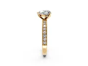 Milgrain Pave Engagement Ring Setting for Heart-Shaped Center with Accent Band and Prong Head in Yellow Gold