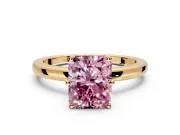 Solitaire Engagement Ring Setting for Fancy Pink Radiant Cut Center with Plain Band and Tulip Prong Head in Yellow Gold