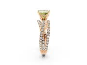 Solitaire Engagement Ring Setting for Fancy Yellow Princess Cut Center with Woven 3-Strand Pave Band and Prong Head in Rose Gold