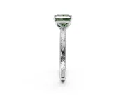 Solitaire Engagement Ring Setting for Fancy Green Princess Cut Center with Engraved Milgrain Band and Prong Head in Sterling Silver