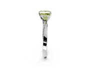 Side Accent Engagement Ring Setting for Fancy Yellow Princess Cut Center with Accent Shoulders and Prong Head in White Gold