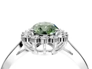 Starburst Halo Engagement Ring Setting for Fancy Green Pear-Shaped Center with Flat Cathedral Band and Prong Head in Platinum