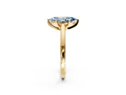 Solitaire Engagement Ring Setting for Fancy Blue Marquise Center with Flat-Sided Plain Band and Prong Head in Yellow Gold