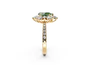 Floral Halo Engagement Ring Setting for Fancy Green Pear-Shaped Center with Pave Accents and Prong Head in Yellow Gold