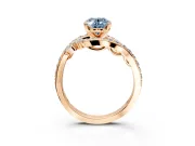 Solitaire Engagement Ring Setting for Fancy Blue Oval Center with Pave Bypass Twist Band and Prong Head in Rose Gold
