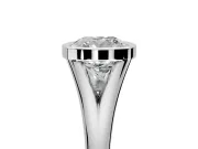 Solitaire Engagement Ring Setting for Cushion Cut Center with V Split Shank and Bezel Head in Platinum